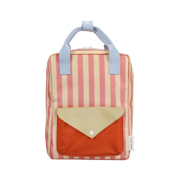 Rugzak medium - Wonders Envelope Stripes Coral Pink + Sandy yellow